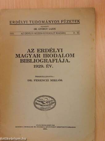 Az erdélyi magyar irodalom bibliografiája 1929. év