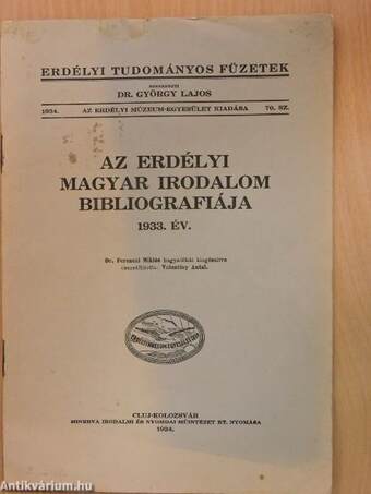 Az erdélyi magyar irodalom bibliografiája 1933. év