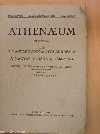 Athenaeum 1944. január-július 1. és 2. füzet 