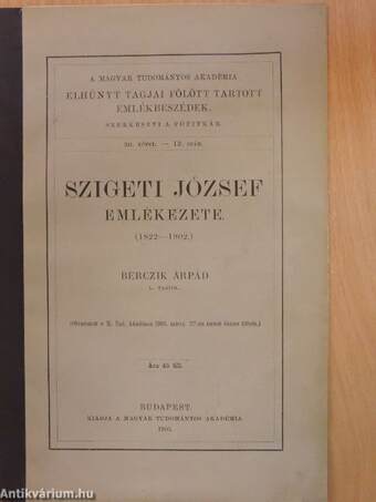 Szigeti József emlékezete (1822-1902)