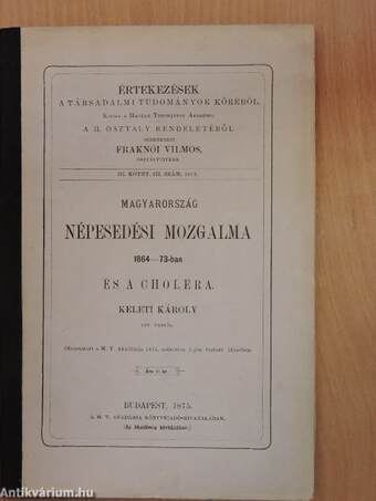 Magyarország népesedési mozgalma 1864-73-ban és a cholera