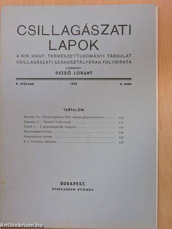 Csillagászati Lapok 1943/4.