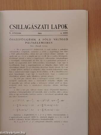 Csillagászati Lapok 1943/4.