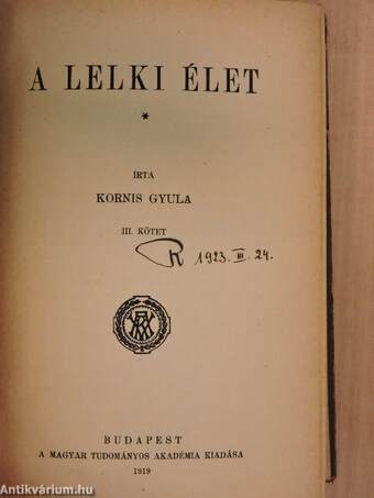 A lelki élet III. (töredék)