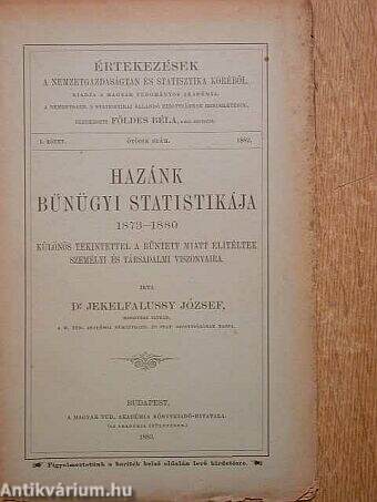 Hazánk bűnügyi statistikája 1873-1880