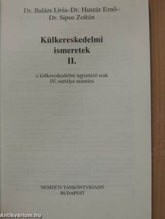 Külkereskedelmi ismeretek II.