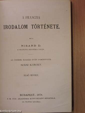 A franczia irodalom története I-IV.