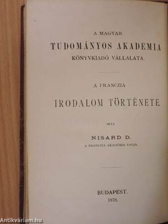 A franczia irodalom története I-IV.