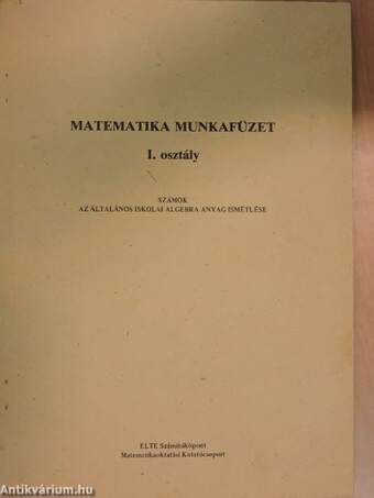 Matematika munkafüzet I. osztály