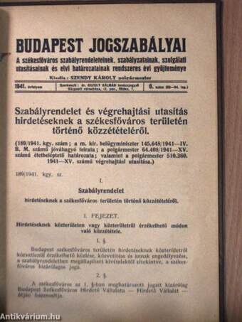 Budapest jogszabályai 1941/6.