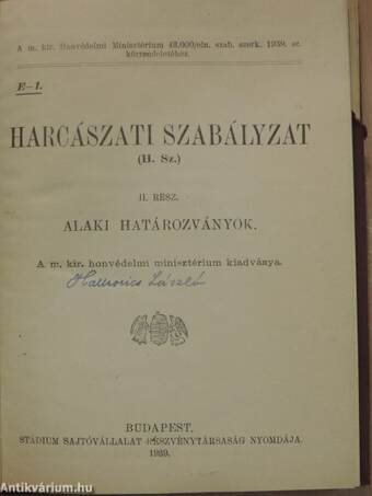 Harcászati szabályzat II.