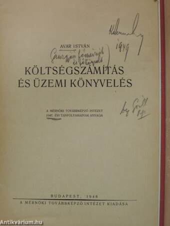 Költségszámítás és üzemi könyvelés