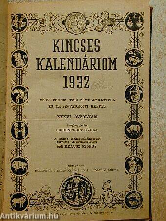 Kincses Kalendáriom 1932