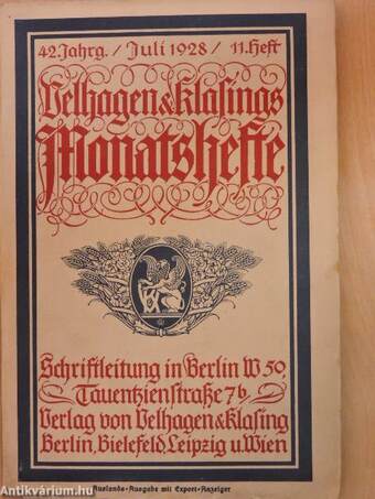 Velhagen & Klasings Monatshefte Juli 1928. (gótbetűs)