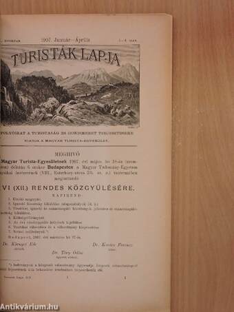 Turisták lapja 1907. január-április 