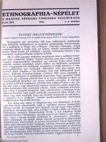 Ethnographia - Népélet 1935/1-4.