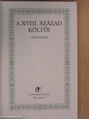 A XVIII. század költői