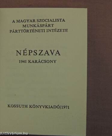 Népszava 1941 karácsony (minikönyv)