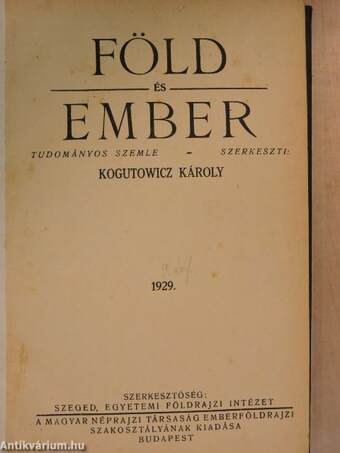 Föld és Ember 1929/1-6.