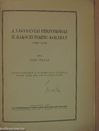 A nagybányai pénzverőház II. Rákóczi Ferenc korában