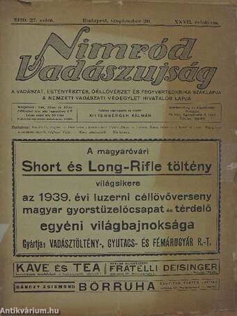 Nimród Vadászujság 1939., 1940., 1941., 1943., 1944. (vegyes számok) (63 db)