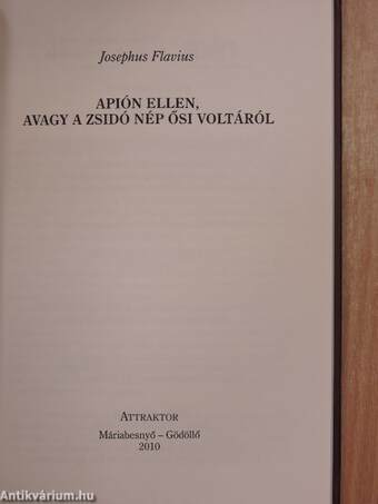 Apión ellen, avagy a zsidó nép ősi voltáról