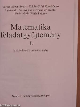 Matematika feladatgyűjtemény I.