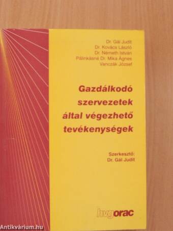 Gazdálkodó szervezetek által végezhető tevékenységek