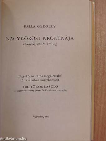 Balla Gergely Nagykőrösi krónikája