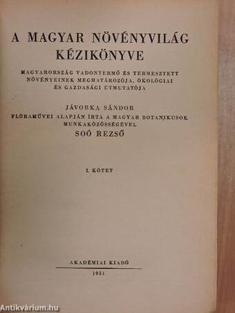 A magyar növényvilág kézikönyve I-II.