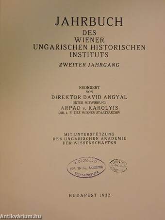 A Bécsi Magyar Történeti Intézet évkönyve 1932.