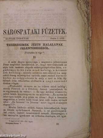 Sárospataki Füzetek 1862. junius 2.