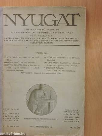 Nyugat 1918. augusztus 16.