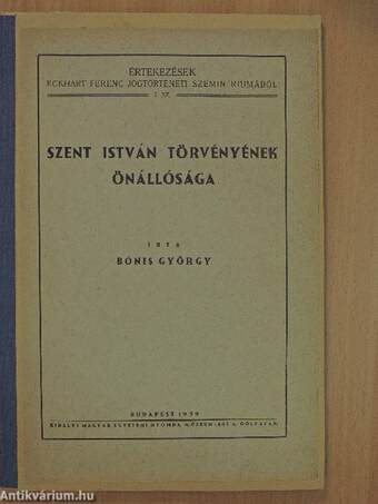 Szent István törvényének önállósága