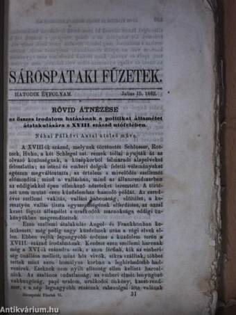 Sárospataki Füzetek 1862. julius 15.