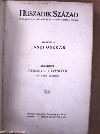 Huszadik Század 1910. julius-december (fél évfolyam)