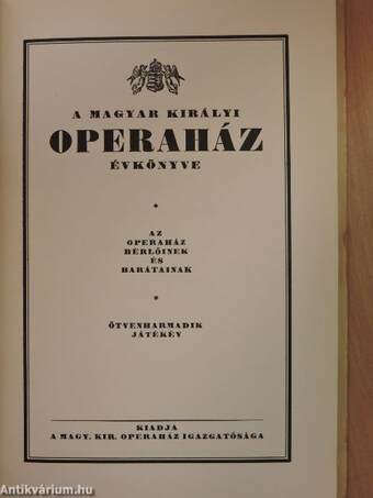 A Magyar Királyi Operaház évkönyve 1936-1937