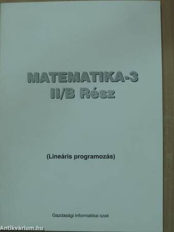 Matematika-3 II/B Rész