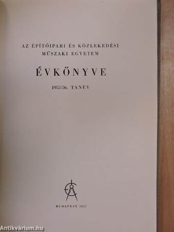 Az Építőipari és Közlekedési Műszaki Egyetem Évkönyve 1955/56. tanév