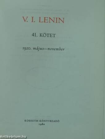 V. I. Lenin összes művei 41.