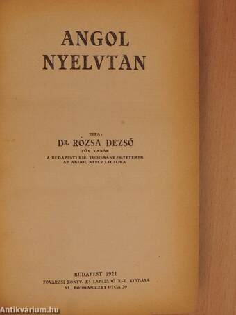 Angol nyelvtan/Angol kereskedelmi levelező/Angol olvasmányok/Helyes angolság