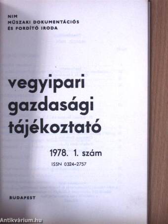 Vegyipari Gazdasági Tájékoztató 1978/1.