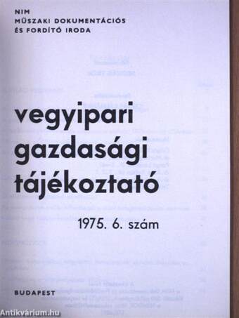 Vegyipari Gazdasági Tájékoztató 1975/6.