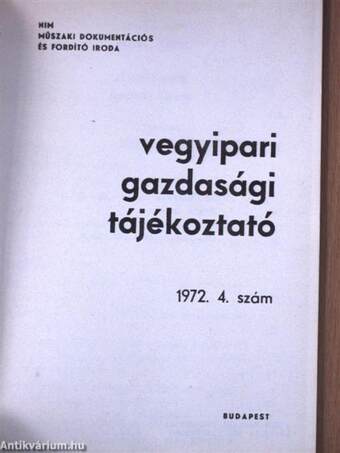 Vegyipari Gazdasági Tájékoztató 1972/4.