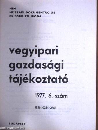 Vegyipari Gazdasági Tájékoztató 1977/6.