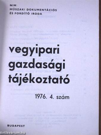 Vegyipari Gazdasági Tájékoztató 1976/4.