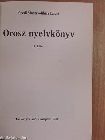 Orosz nyelvkönyv II.