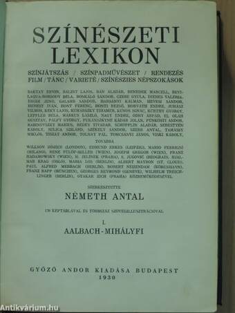 Színészeti lexikon I-II.