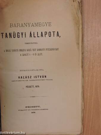 Baranyamegye tanügyi állapota