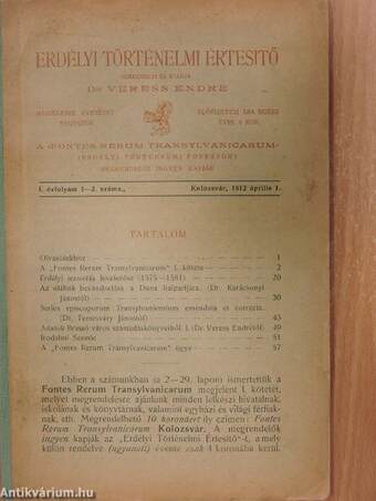 Erdélyi Történelmi Értesitő 1912. április 1.